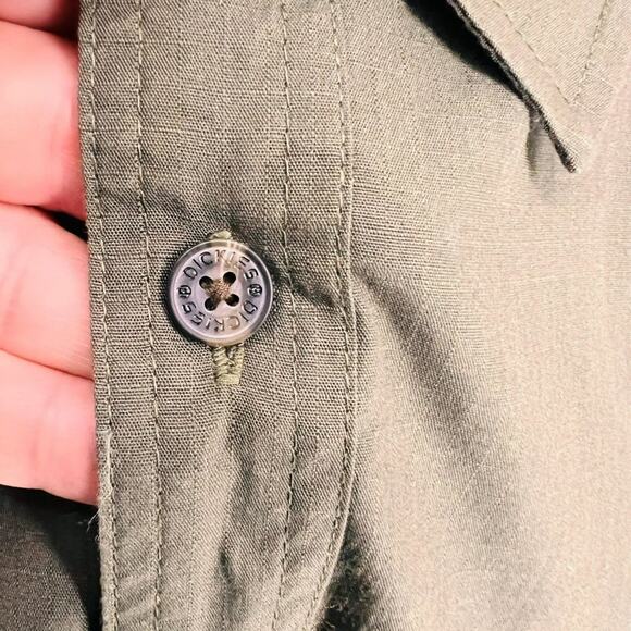 Dickies Button Front Short Sleeve Ripstop Shirt Green Mens 3XL - Picture 2 of 7